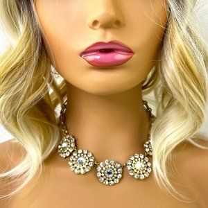 J. Crew rhinestone statement necklace chain jewels